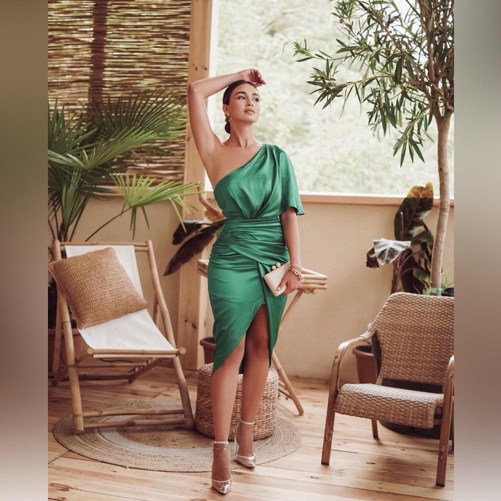 Satin Dress in Green